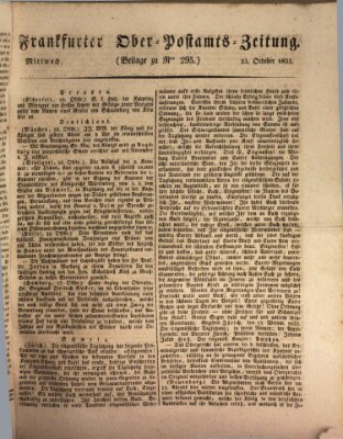 Frankfurter Ober-Post-Amts-Zeitung Mittwoch 23. Oktober 1833