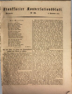 Frankfurter Ober-Post-Amts-Zeitung Mittwoch 6. November 1833