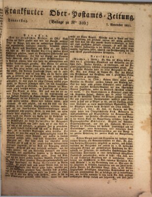 Frankfurter Ober-Post-Amts-Zeitung Donnerstag 7. November 1833