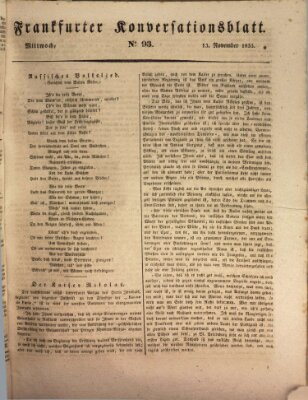 Frankfurter Ober-Post-Amts-Zeitung Mittwoch 13. November 1833