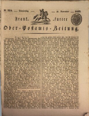 Frankfurter Ober-Post-Amts-Zeitung Donnerstag 21. November 1833