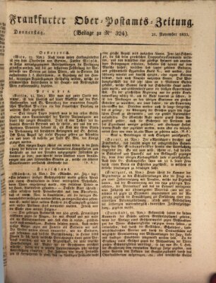 Frankfurter Ober-Post-Amts-Zeitung Donnerstag 21. November 1833