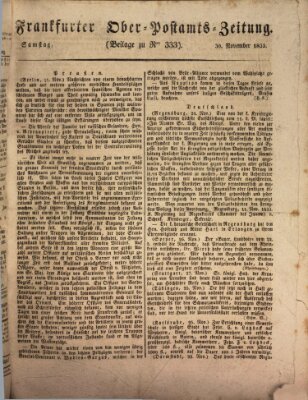 Frankfurter Ober-Post-Amts-Zeitung Samstag 30. November 1833