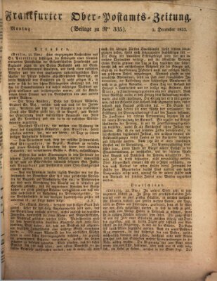 Frankfurter Ober-Post-Amts-Zeitung Montag 2. Dezember 1833