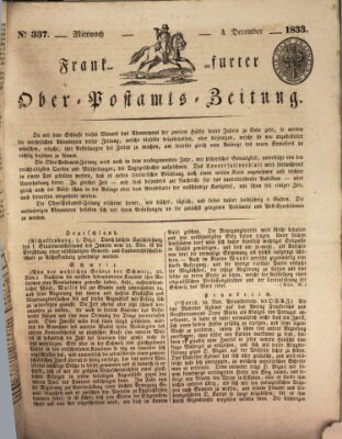 Frankfurter Ober-Post-Amts-Zeitung Mittwoch 4. Dezember 1833