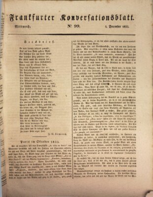 Frankfurter Ober-Post-Amts-Zeitung Mittwoch 4. Dezember 1833