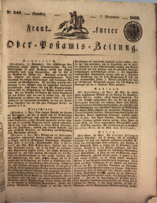 Frankfurter Ober-Post-Amts-Zeitung Samstag 7. Dezember 1833