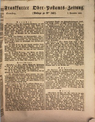 Frankfurter Ober-Post-Amts-Zeitung Samstag 7. Dezember 1833