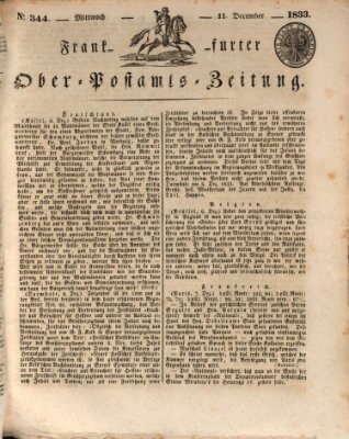 Frankfurter Ober-Post-Amts-Zeitung Mittwoch 11. Dezember 1833