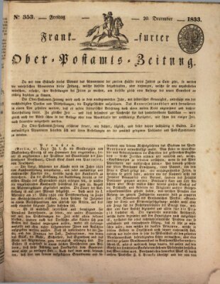 Frankfurter Ober-Post-Amts-Zeitung Freitag 20. Dezember 1833