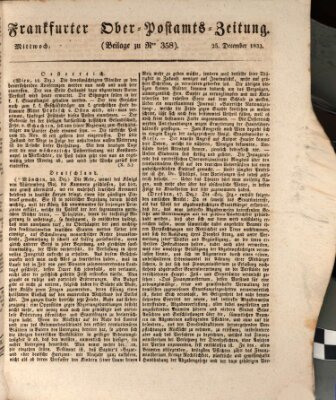 Frankfurter Ober-Post-Amts-Zeitung Mittwoch 25. Dezember 1833