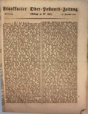 Frankfurter Ober-Post-Amts-Zeitung Freitag 27. Dezember 1833
