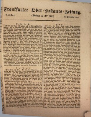 Frankfurter Ober-Post-Amts-Zeitung Samstag 28. Dezember 1833