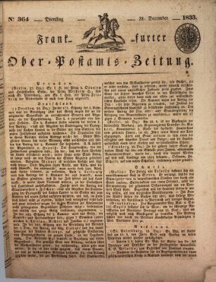 Frankfurter Ober-Post-Amts-Zeitung Dienstag 31. Dezember 1833