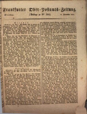 Frankfurter Ober-Post-Amts-Zeitung Dienstag 31. Dezember 1833