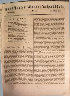 Frankfurter Ober-Post-Amts-Zeitung Mittwoch 19. Februar 1834