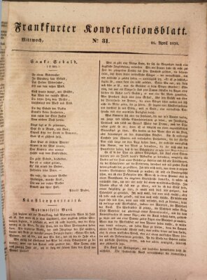 Frankfurter Ober-Post-Amts-Zeitung Mittwoch 16. April 1834