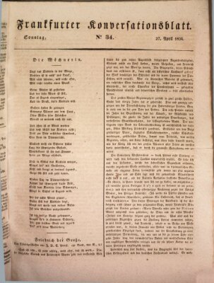 Frankfurter Ober-Post-Amts-Zeitung Sonntag 27. April 1834