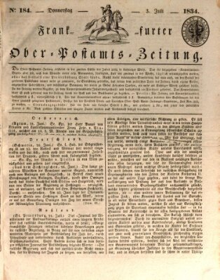 Frankfurter Ober-Post-Amts-Zeitung Donnerstag 3. Juli 1834