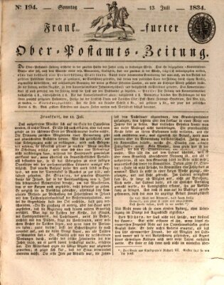 Frankfurter Ober-Post-Amts-Zeitung Sonntag 13. Juli 1834