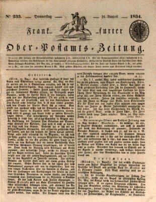 Frankfurter Ober-Post-Amts-Zeitung Donnerstag 21. August 1834