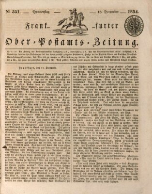 Frankfurter Ober-Post-Amts-Zeitung Donnerstag 18. Dezember 1834