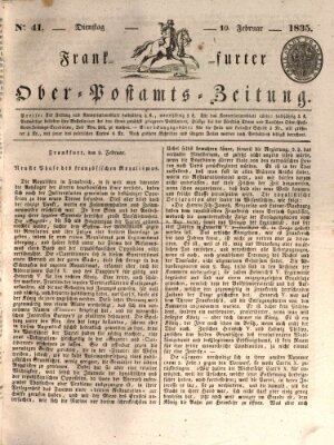 Frankfurter Ober-Post-Amts-Zeitung Dienstag 10. Februar 1835