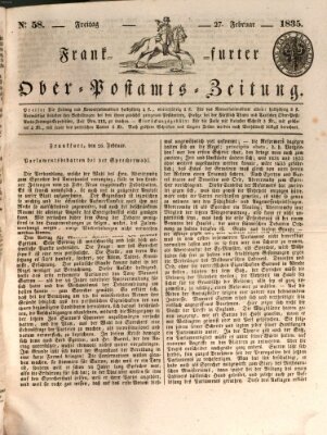 Frankfurter Ober-Post-Amts-Zeitung Freitag 27. Februar 1835