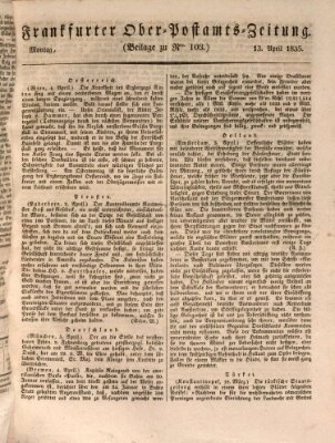 Frankfurter Ober-Post-Amts-Zeitung Montag 13. April 1835