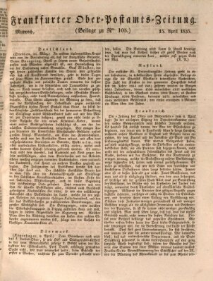 Frankfurter Ober-Post-Amts-Zeitung Mittwoch 15. April 1835