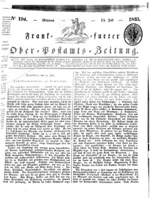 Frankfurter Ober-Post-Amts-Zeitung Mittwoch 15. Juli 1835