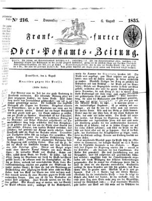 Frankfurter Ober-Post-Amts-Zeitung Donnerstag 6. August 1835