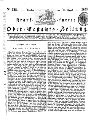 Frankfurter Ober-Post-Amts-Zeitung Dienstag 25. August 1835