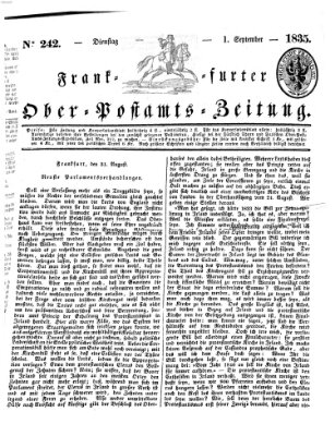 Frankfurter Ober-Post-Amts-Zeitung Dienstag 1. September 1835