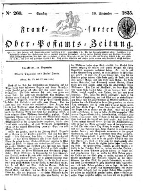 Frankfurter Ober-Post-Amts-Zeitung Samstag 19. September 1835