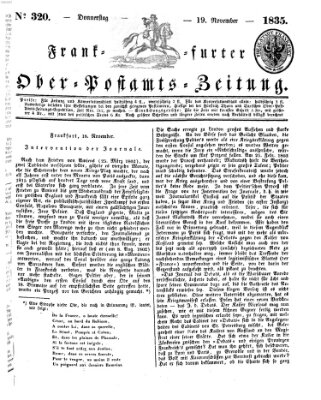 Frankfurter Ober-Post-Amts-Zeitung Donnerstag 19. November 1835