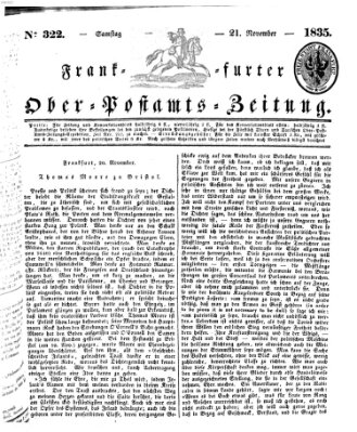 Frankfurter Ober-Post-Amts-Zeitung Samstag 21. November 1835