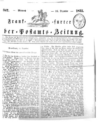 Frankfurter Ober-Post-Amts-Zeitung Mittwoch 16. Dezember 1835