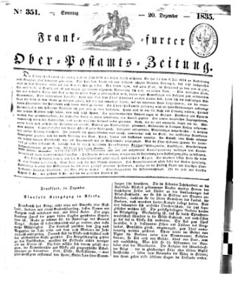 Frankfurter Ober-Post-Amts-Zeitung Sonntag 20. Dezember 1835