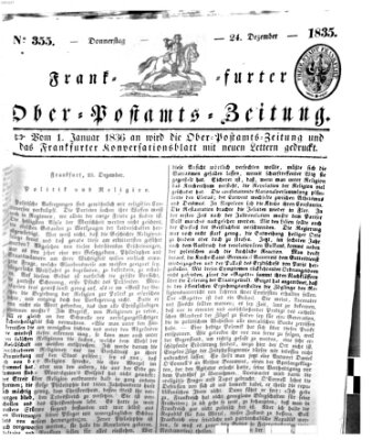 Frankfurter Ober-Post-Amts-Zeitung Donnerstag 24. Dezember 1835