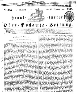 Frankfurter Ober-Post-Amts-Zeitung Mittwoch 30. Dezember 1835