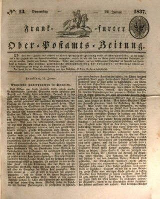 Frankfurter Ober-Post-Amts-Zeitung Donnerstag 12. Januar 1837