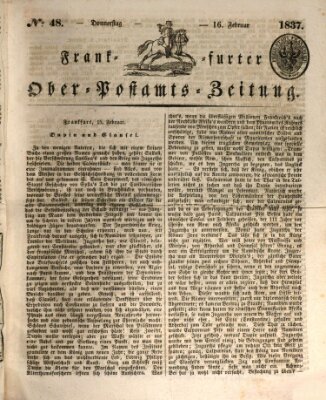 Frankfurter Ober-Post-Amts-Zeitung Donnerstag 16. Februar 1837