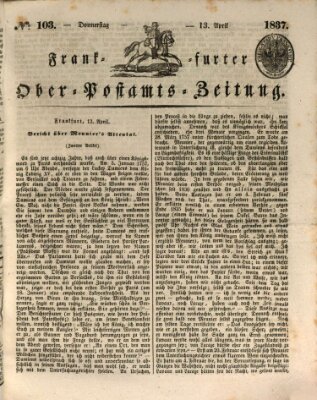 Frankfurter Ober-Post-Amts-Zeitung Donnerstag 13. April 1837