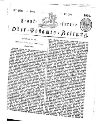 Frankfurter Ober-Post-Amts-Zeitung Freitag 21. Juli 1837