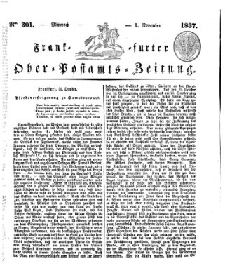 Frankfurter Ober-Post-Amts-Zeitung Mittwoch 1. November 1837