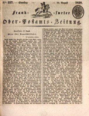 Frankfurter Ober-Post-Amts-Zeitung Samstag 18. August 1838