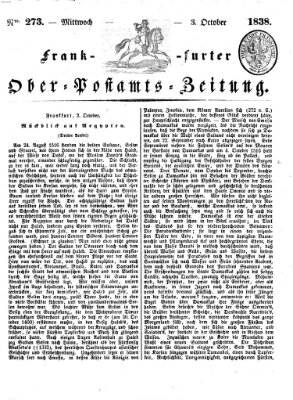 Frankfurter Ober-Post-Amts-Zeitung Mittwoch 3. Oktober 1838