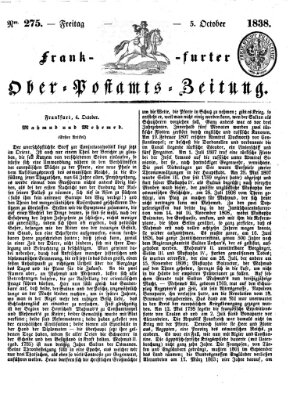 Frankfurter Ober-Post-Amts-Zeitung Freitag 5. Oktober 1838