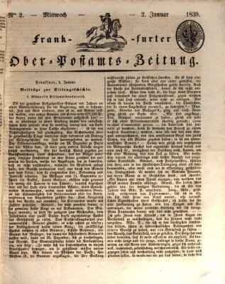 Frankfurter Ober-Post-Amts-Zeitung Mittwoch 2. Januar 1839